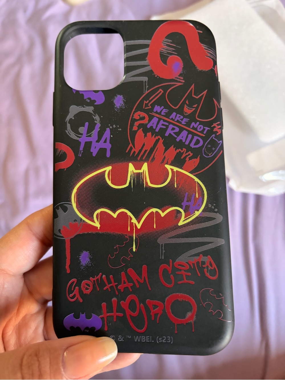 SHEIN Black Batman Graphic iPhone 11 Case with Yellow & Red Accents - Picture 3 of 3